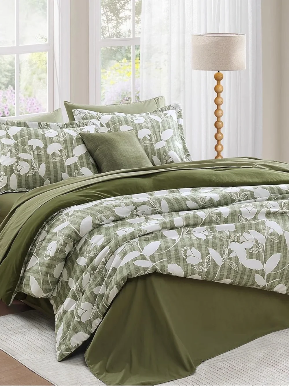 BLOOMHAVEN King Sheet Set -6 Pieces Olive Green Set For All Seasons, King
